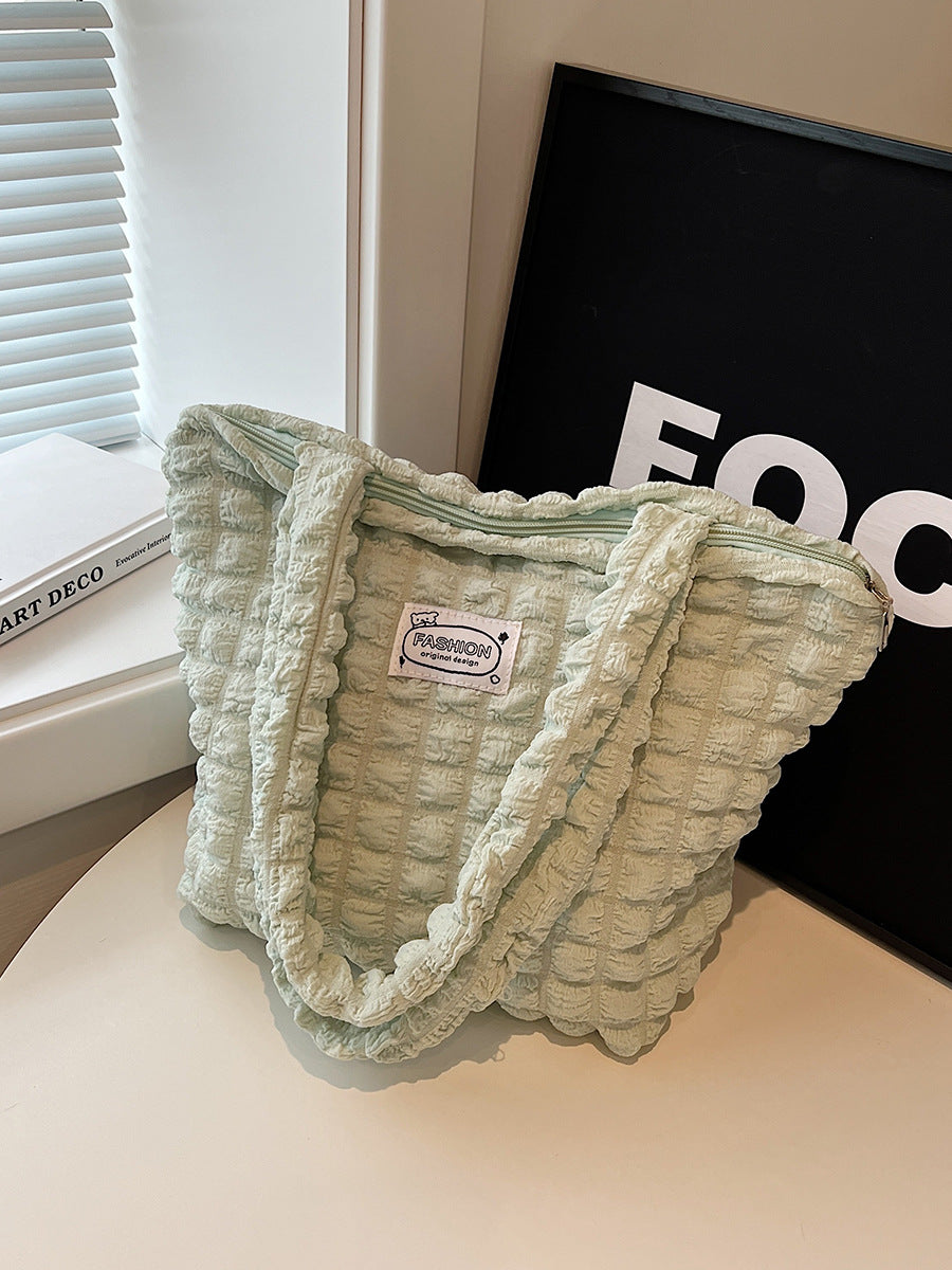 Strukturierter Stoff Schultertasche