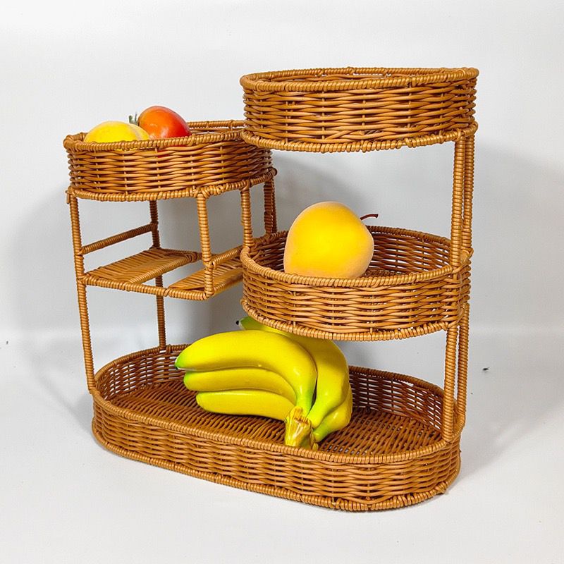 Unisex Rattan Ablage aus drei Ebenen Brehn