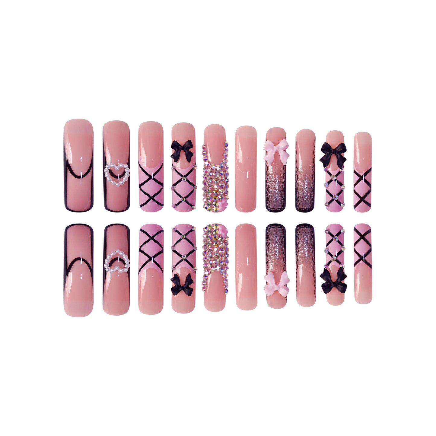 Luxus Nail Art Set mit Strass- und Schleifenakzenten Brehn