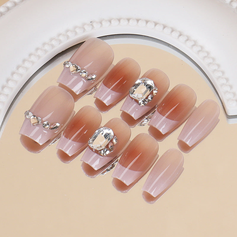 Premium Ombre Press-On Nail Set mit Strassakzenten Brehn