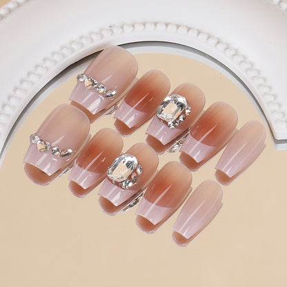 Premium Ombre Press-On Nail Set mit Strassakzenten Brehn