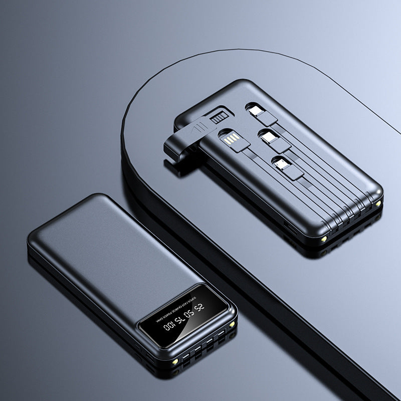 Multifunktionale Powerbank mit integriertem Ladekabel und digitaler Anzeige Brehn