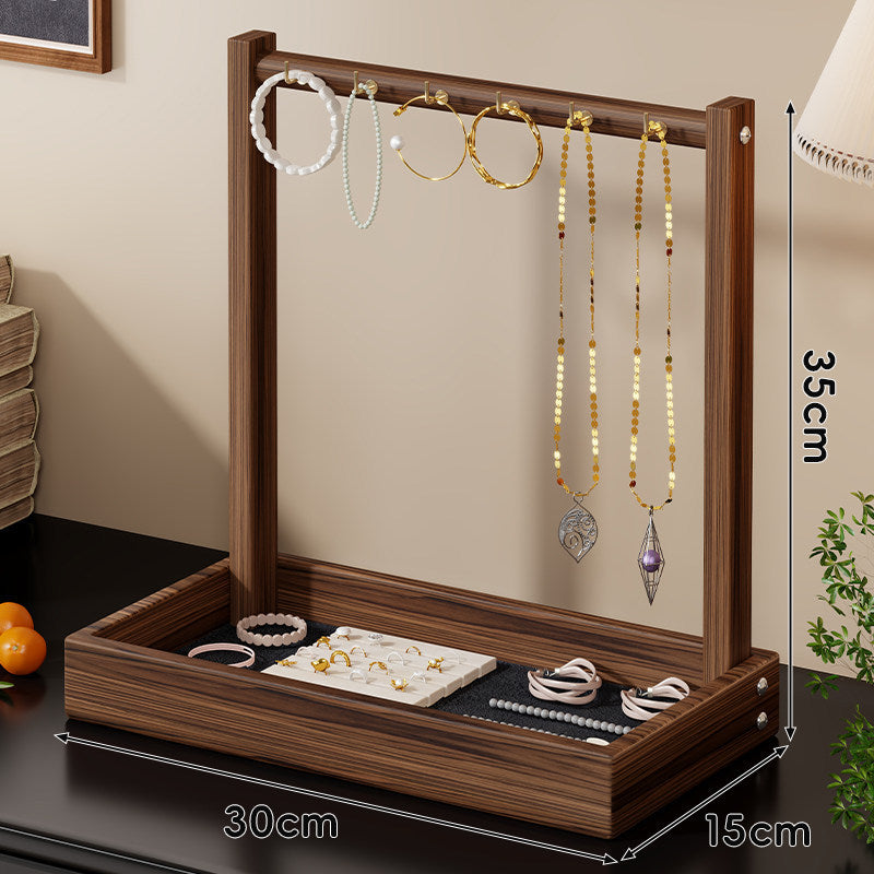 Holz Schmuckdisplay und Tablett Organizer mit Hängestange und Ringfächern
