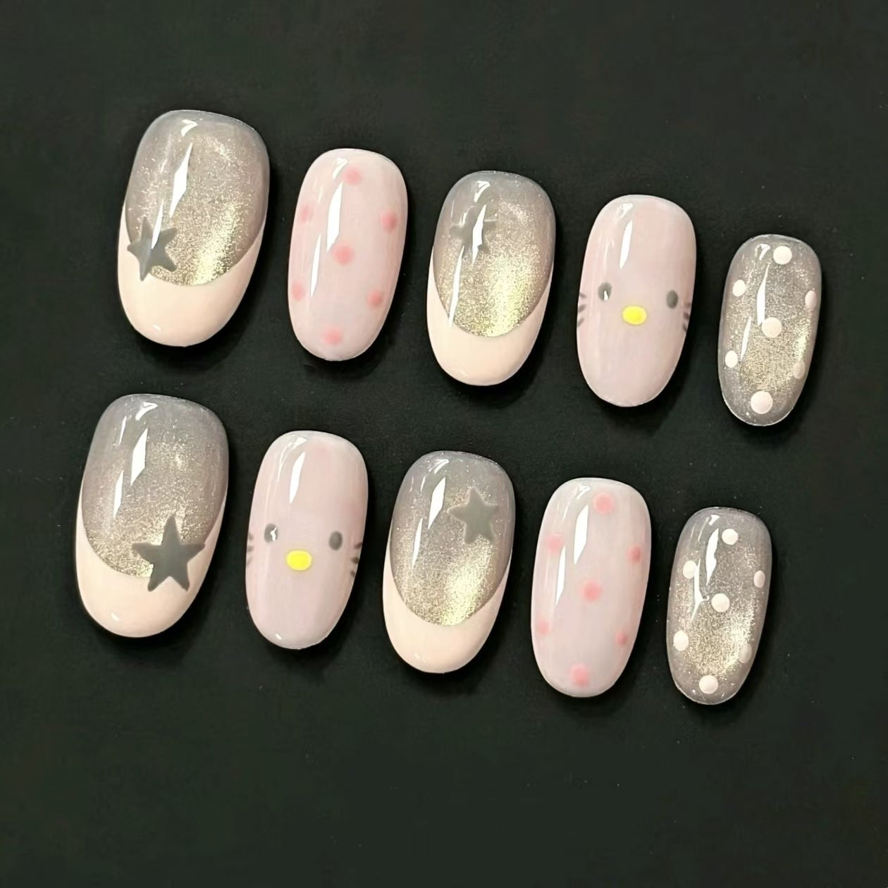 Künstlerisches Press-On Nagelset Brehn