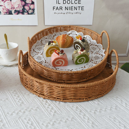 Runder Rattan Servierblech Brehn