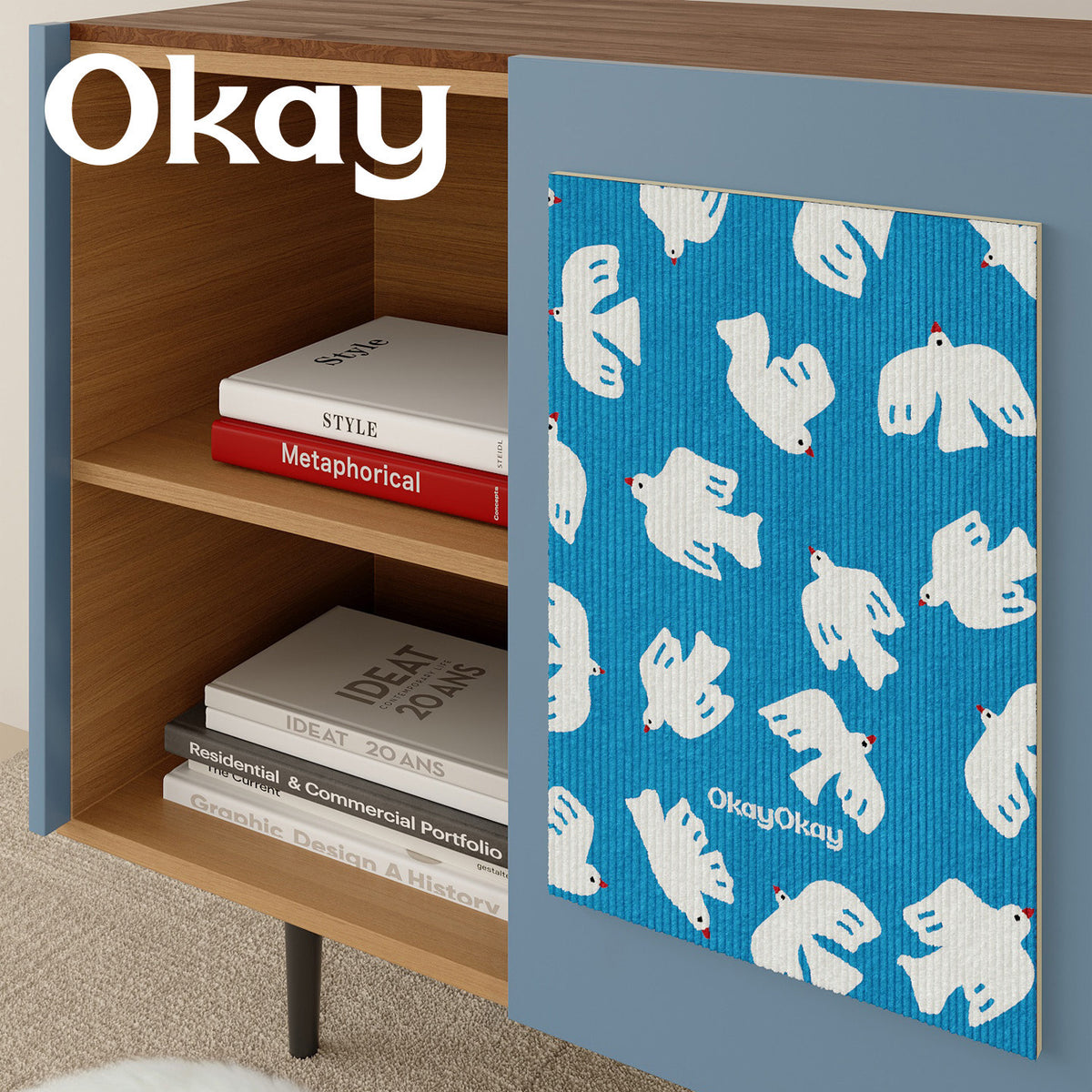 Extra-Absorbent Microfiber Vertical Door Runner with Ribbed Texture and Dove Motif