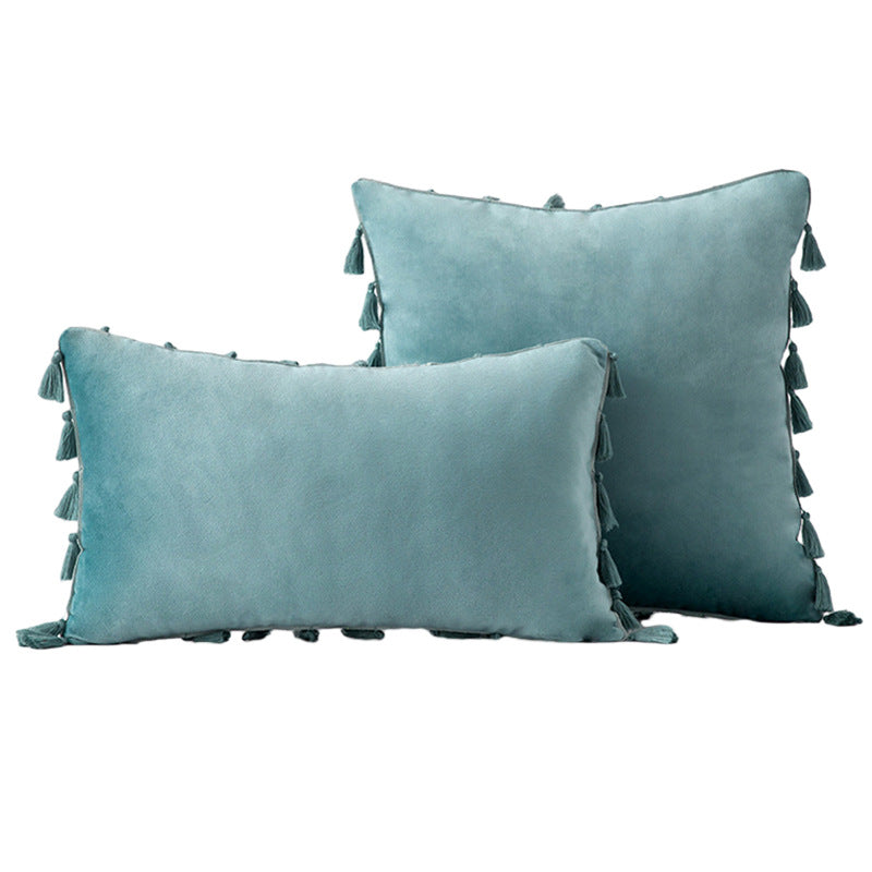 Velvet Quaste-Trim Quadrat und Lenden Dekokissen Set