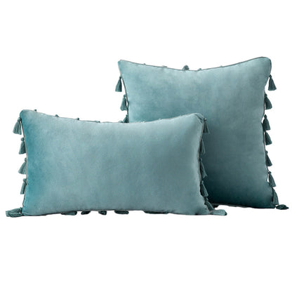 Velvet Quaste-Trim Quadrat und Lenden Dekokissen Set