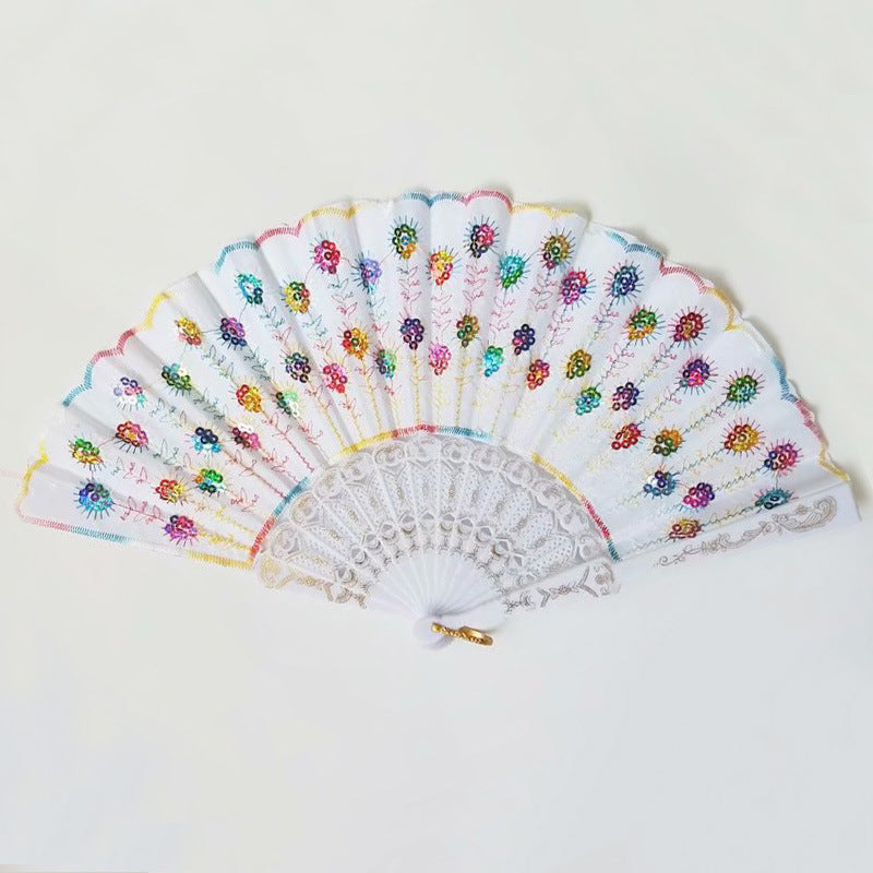 Damen hochwertiger Spitzenfächer mit kunstvollen floralen Motiven Brehn