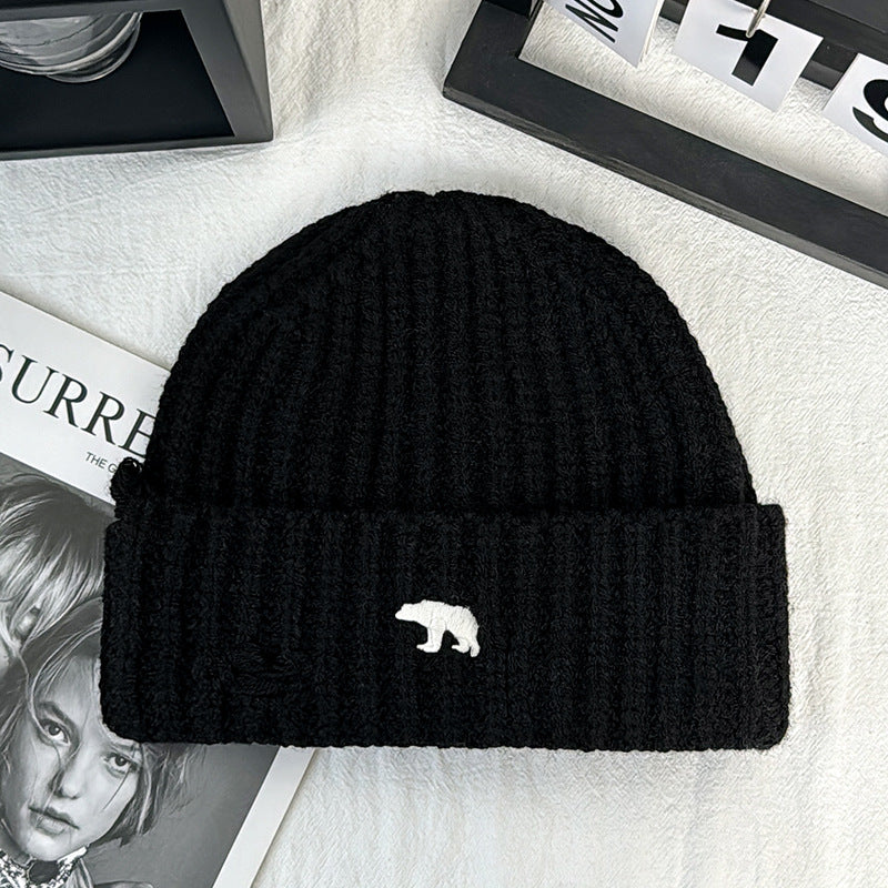 Dicker Strickbären-Patch-Mütze