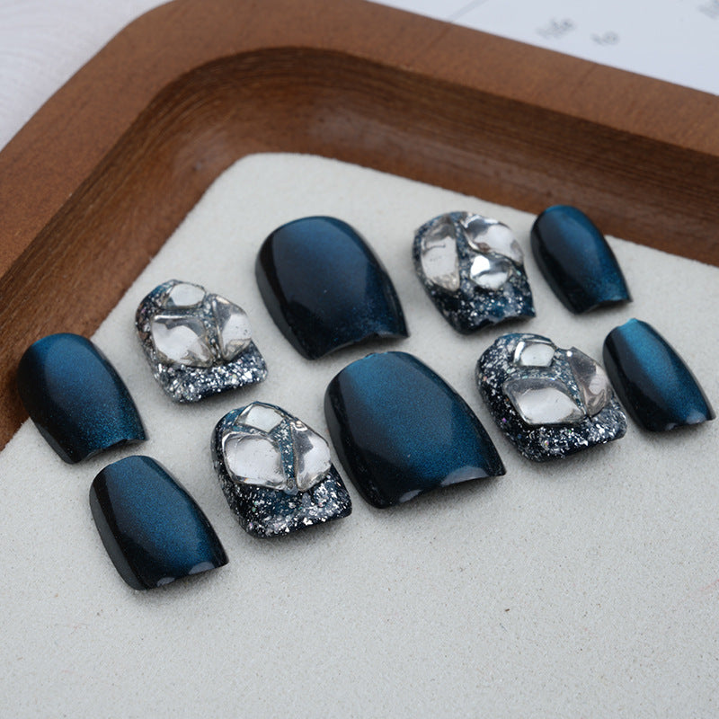 Premium mit Strass besetztes Press-On-Nagelset Brehn