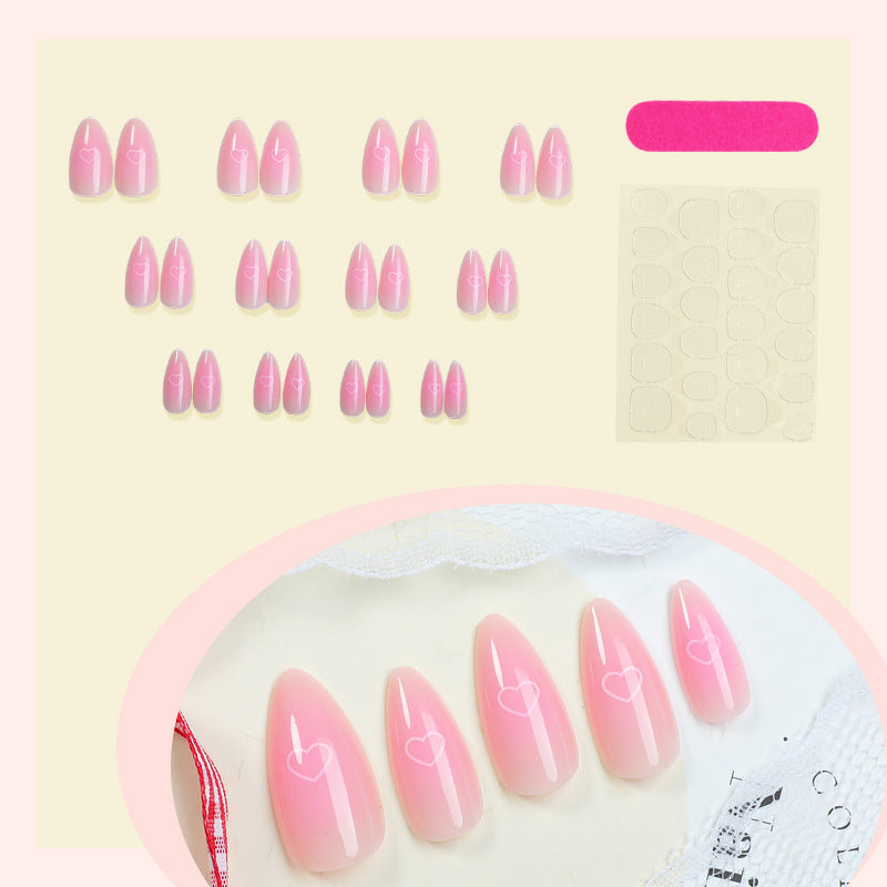 Herz-verzierte Press-On Nagelkunst Set Brehn