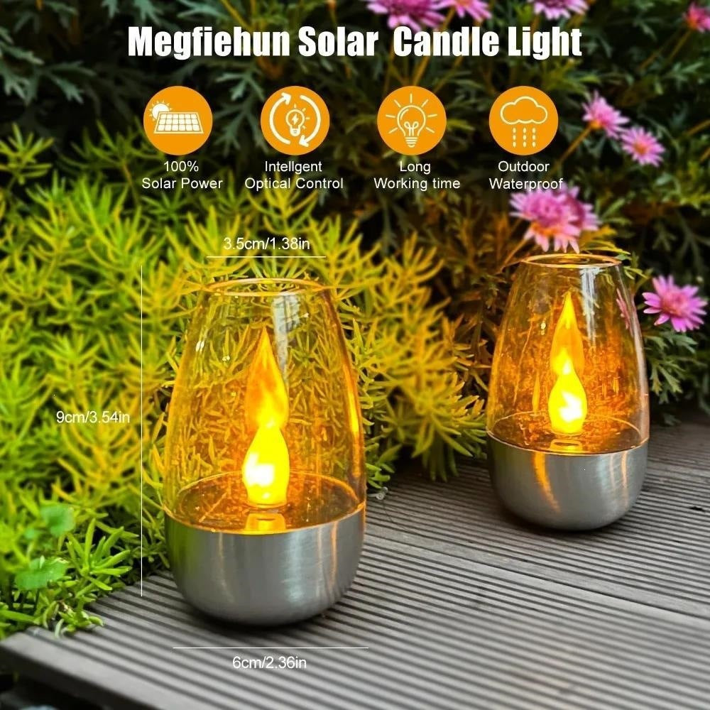 LED flameless Glas Votivlaterne Paar mit realistischem Flammeneffekt und Metallbasis Brehn