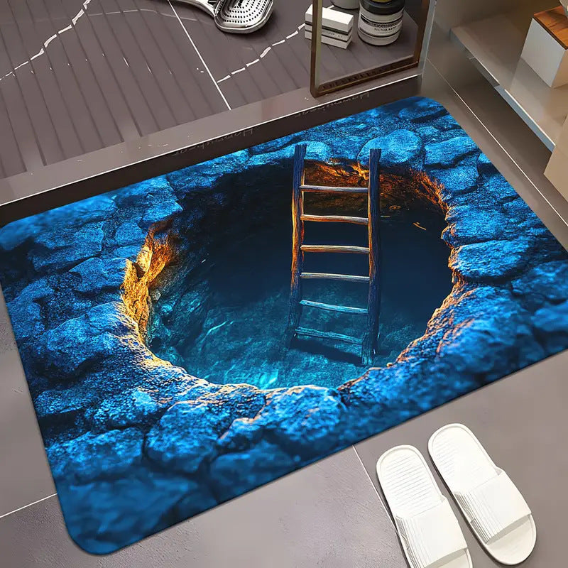 3D-Ziegelmuster-Optische Illusion Badematte Brehn