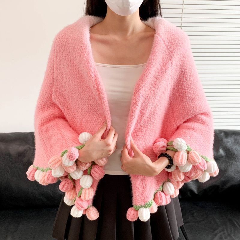 Poncho Mit Buntem Pomponbesatz Brehn