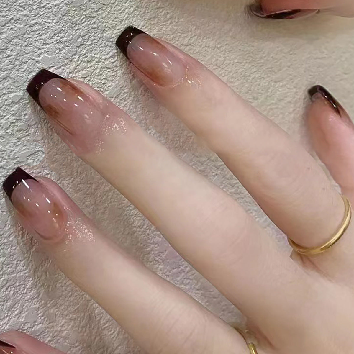 Elegante Ombre Französische Tipp Press-On Nägel Brehn