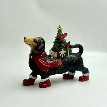 Dekorative Weihnachtsmann Figur mit Hund Brehn