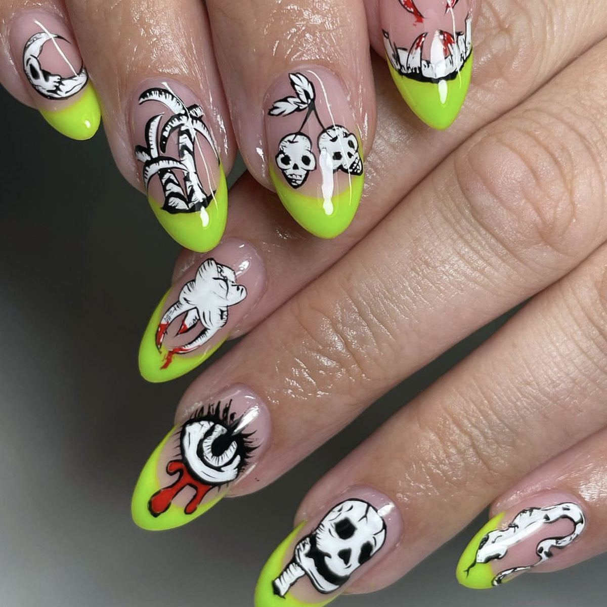 Künstlerisches Skull und Eye Nagelkunst Set Brehn
