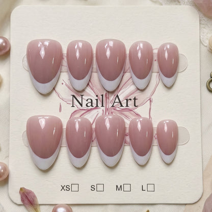 Elegante French Tip Druck-Nägel 1790732149