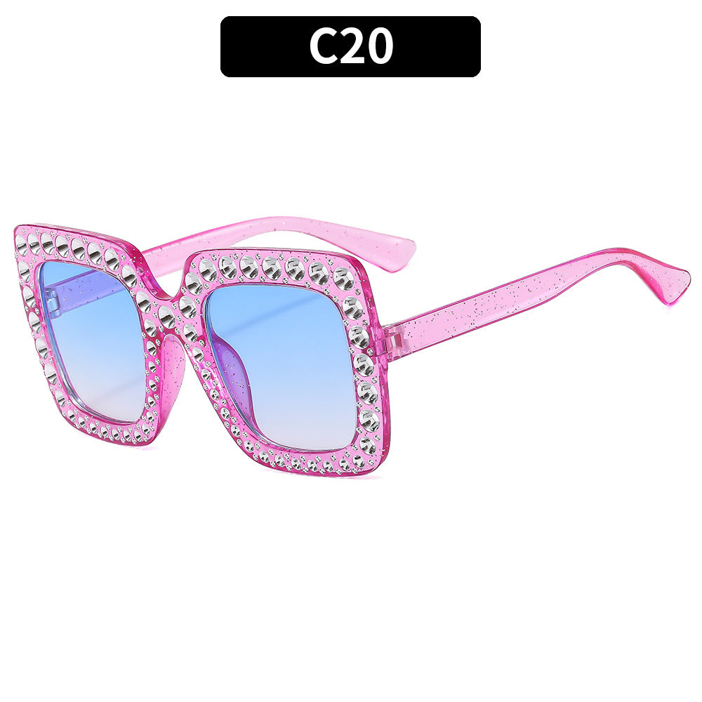 Steinbesetzte Übergroße Quadratische Sonnenbrille