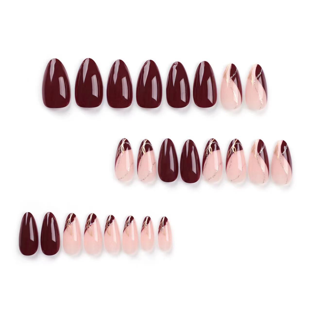 Elegante Matte und Glänzende Mandelförmige Press-On Nagelverlängerungen Brehn