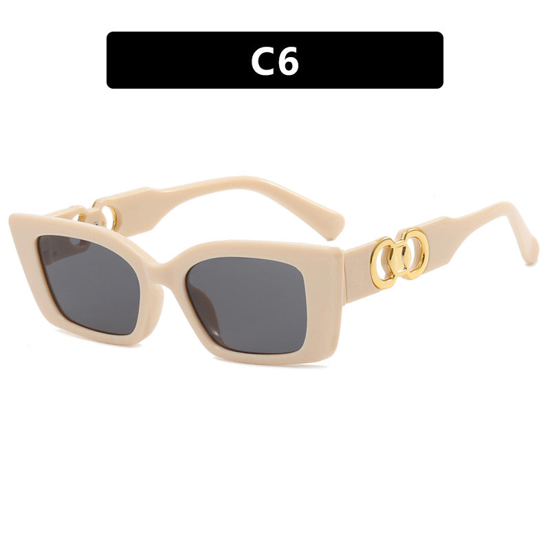 Damen modische quadratische Sonnenbrille mit goldenen Verzierungen Brehn