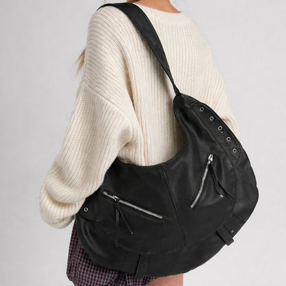 Multi-Pocket Lässige Leder Hobo Tasche