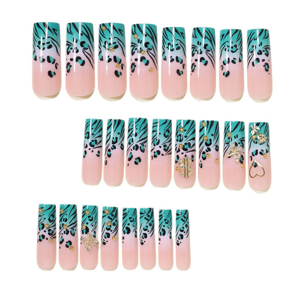 Stylische Bling Leopard Druck Press-On Nagelspitzen Brehn