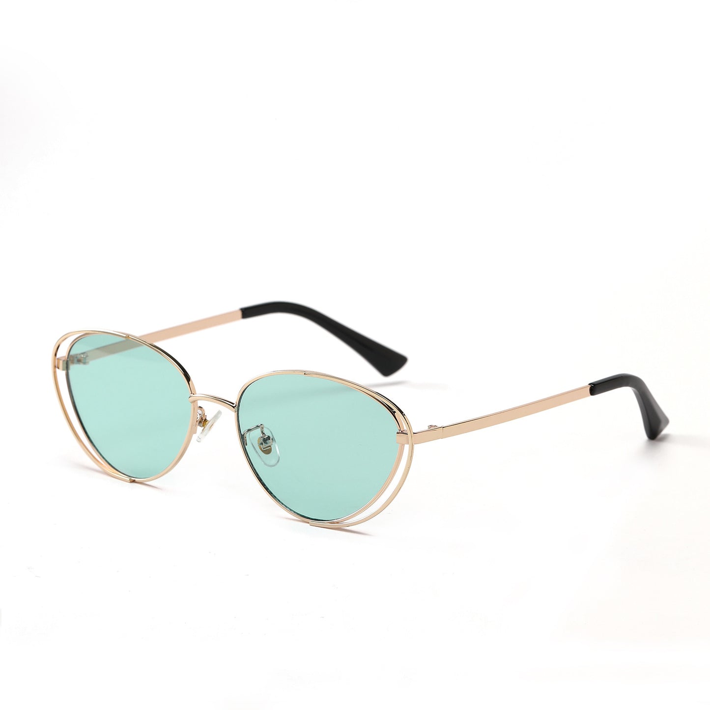 Damen geometrische Sonnenbrille mit rotem Glas und elegantem Metallrahmen Brehn