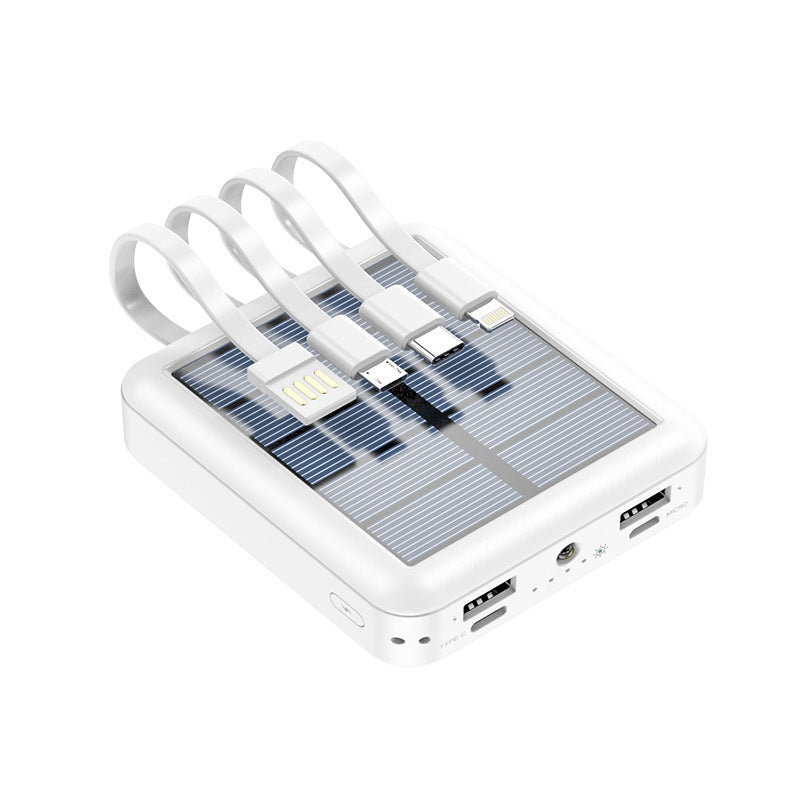 Tragbare Solar-Powerbank mit integrierten Ladekabeln und effizienter Schnellladefunktion Brehn