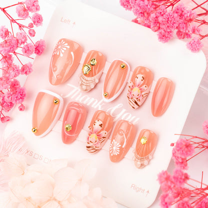 Elegantes florales Press-On-Nagelkunstdesign Brehn