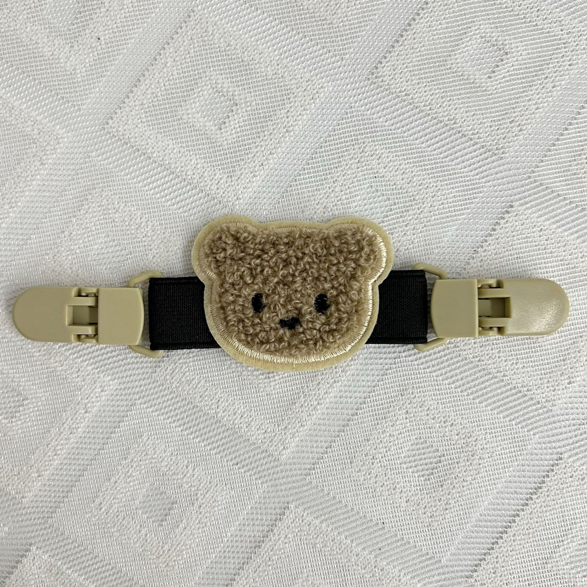 Plüsch Teddy Schnullerclip mit Sicherheitsverschluss und elastischem Band