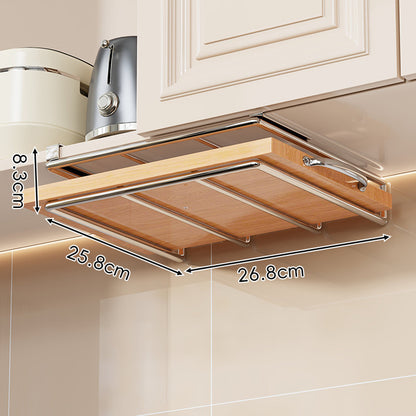 Unter-Küchenschrank Bambusregal mit Multi-Haken Becher, Deckel und Utensilien Organizer