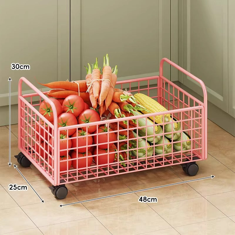 Modular belüfteter Mesh-Vorratstrolley mit geteilten Regalen und glatten arretierbaren Rollen