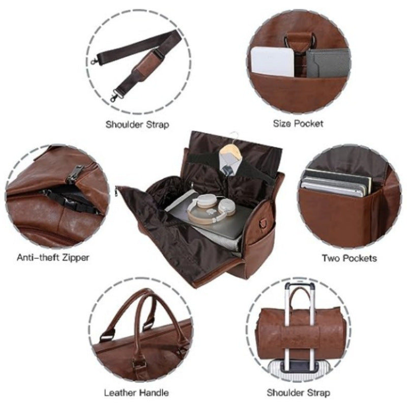 Elegante Reisetasche Im Vintage-Look mit Mehreren Taschen Brehn