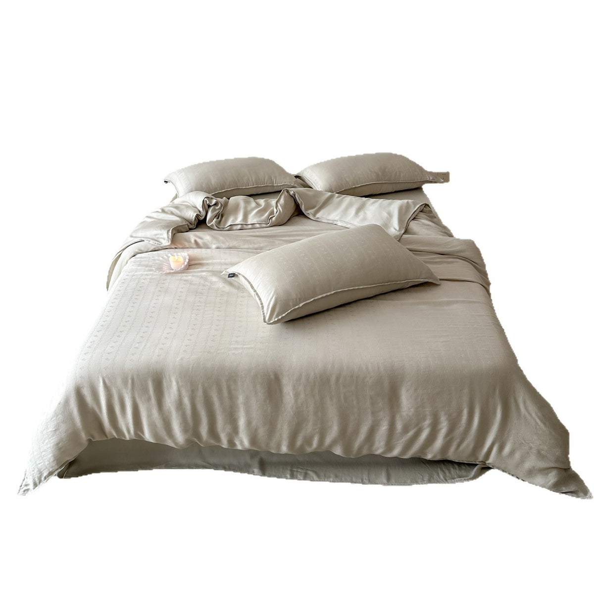 Baumwoll-Satin Bettbezug Set mit subtiler Jacquard-Textur und Kantenpaspel