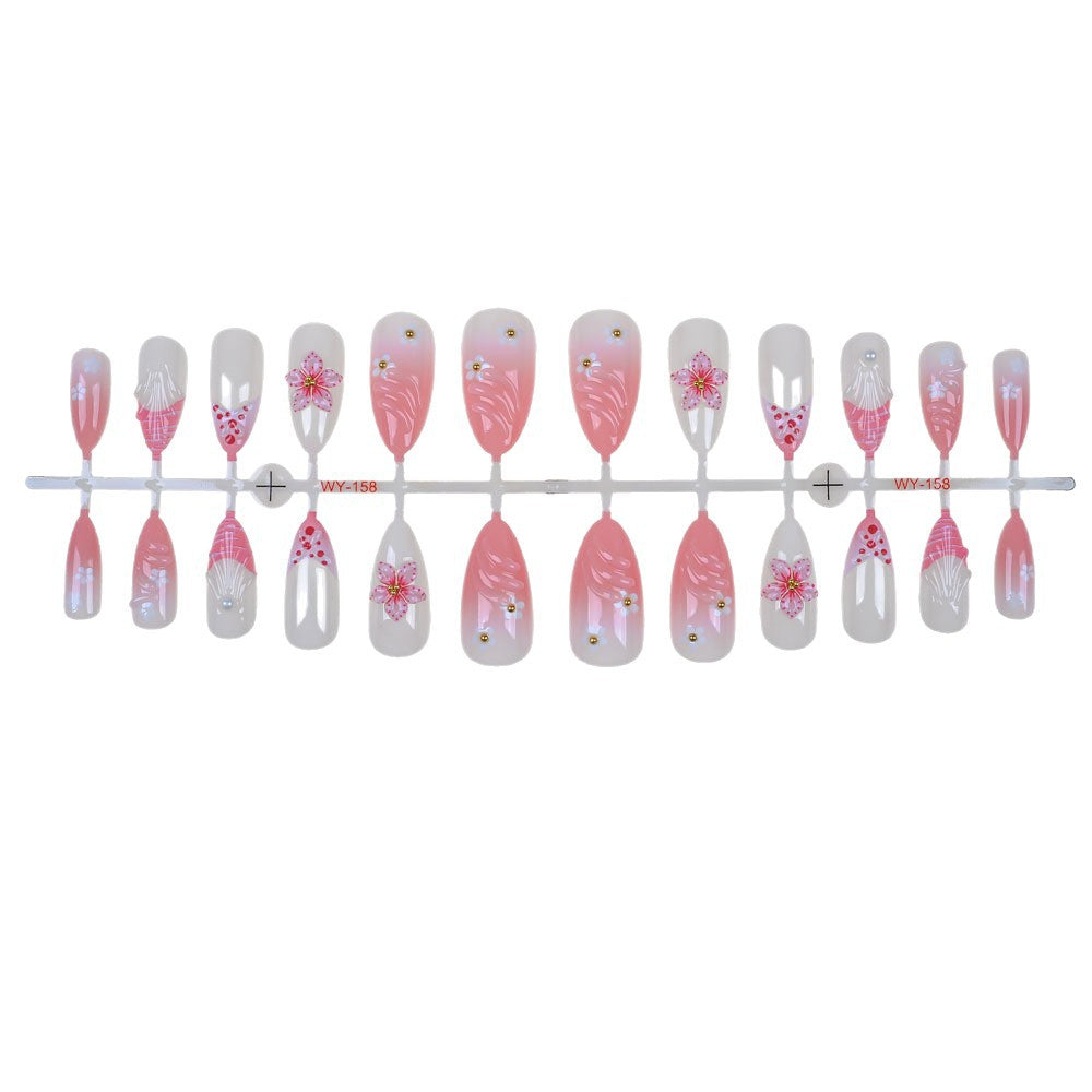 Künstlerisches Floral Press-On Nagelset Brehn