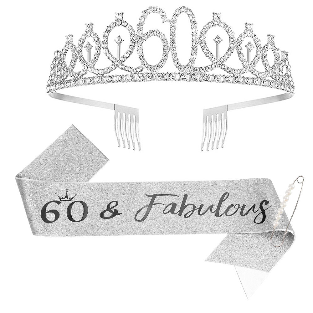 Damen Glitzernde Tiara mit personalisiertem 80. Geburtstagsschriftzug Brehn