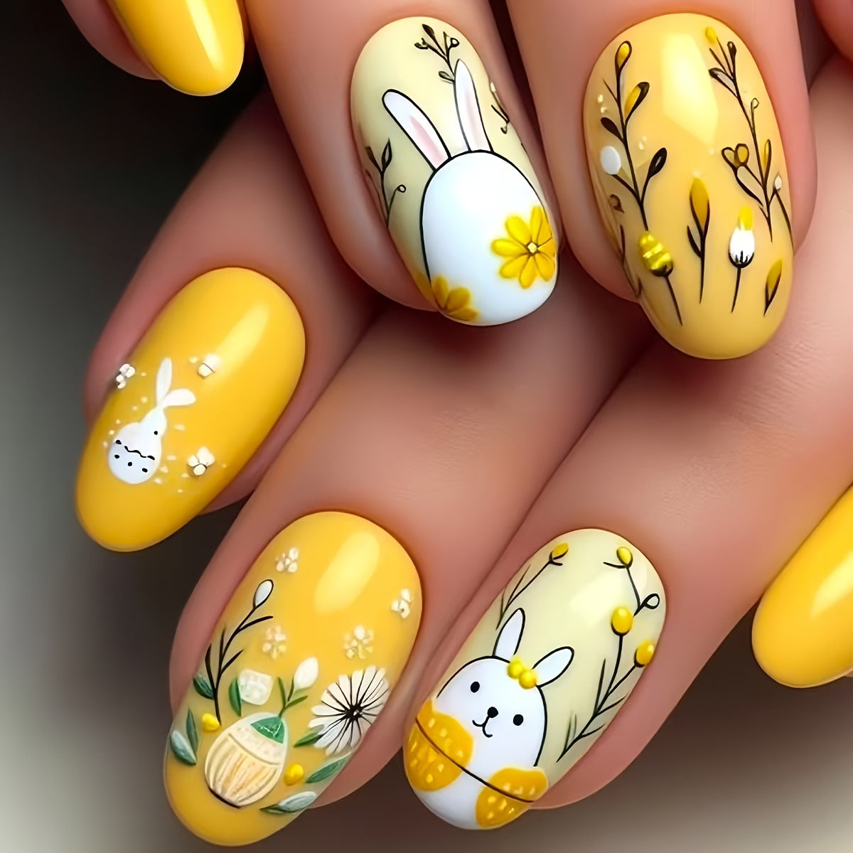 Bunny-Themen Ostern Press-On Nagelkunst Brehn