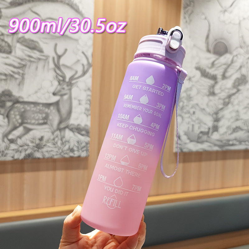 Damen Motivierende Wasserflasche mit integrierten Zeitmarkierungen Brehn