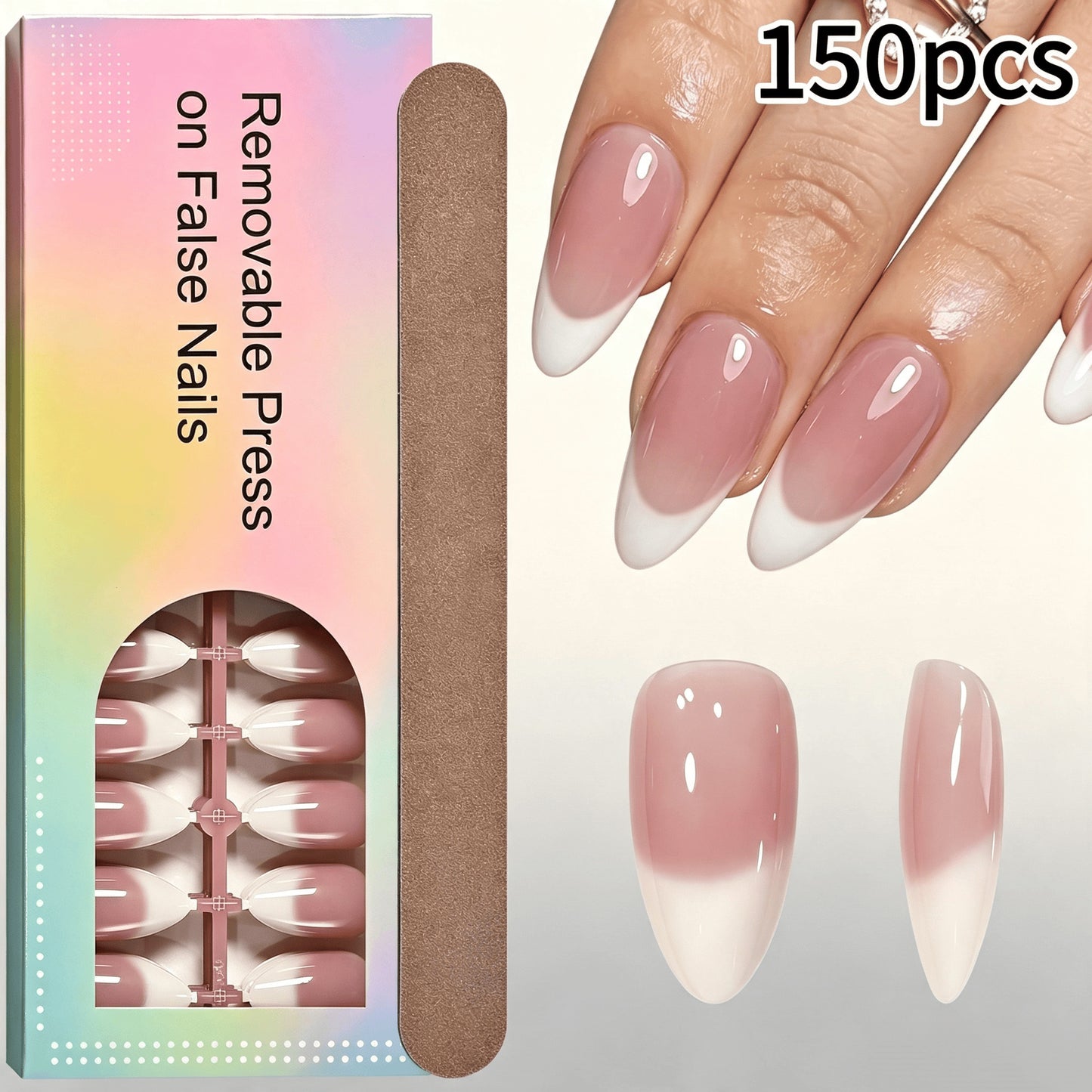 Elegante Gradient French Tip Press-On Nails Brehn