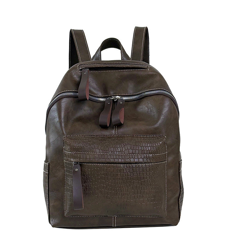 Stylische Krokodil-muster Leder Rucksack Brehn