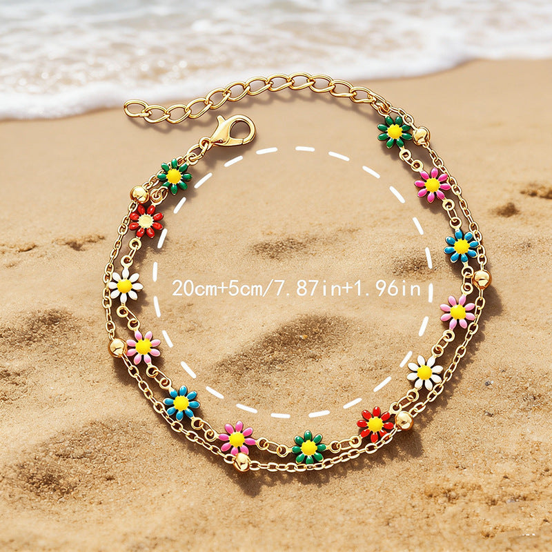 Bunte Blumen Charme Fußkette Brehn
