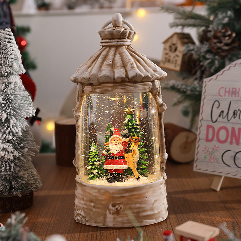 Beleuchtete Weihnachtslaterne mit Schneeszenen Brehn