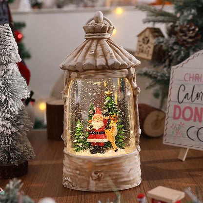 Beleuchtete Weihnachtslaterne mit Schneeszenen Brehn