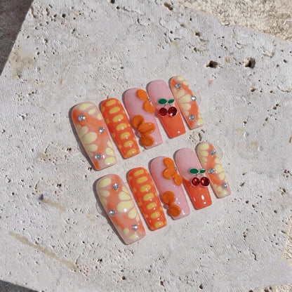 Künstlerisches 3D-Blumen-Press-On-Nagelset