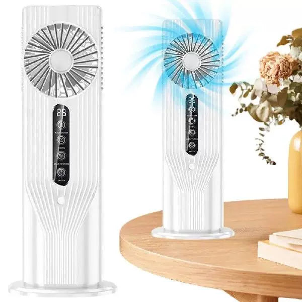 Unisex Einheitsgröße wiederaufladbarer vertikaler Desktop-Lüfter mit LED-Display-Touch-Steuerung verstellbarem Neigungsfuß Brehn