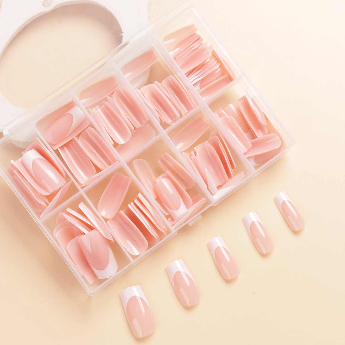 Premium Lange Länge Französische Spitze Press-On Nagel Set Brehn