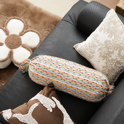 Wohnliches Kissen-Set aus gewebtem Baumwollmix mit Zylinderrolle und Quasten Brehn
