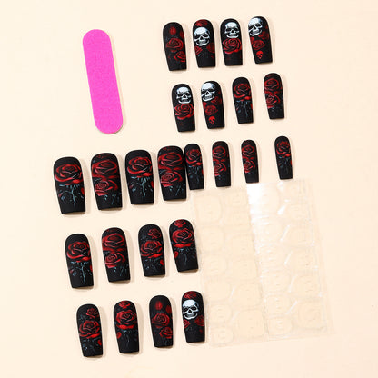 Gothic Skull und Rose Nagelkunst Extensions Brehn